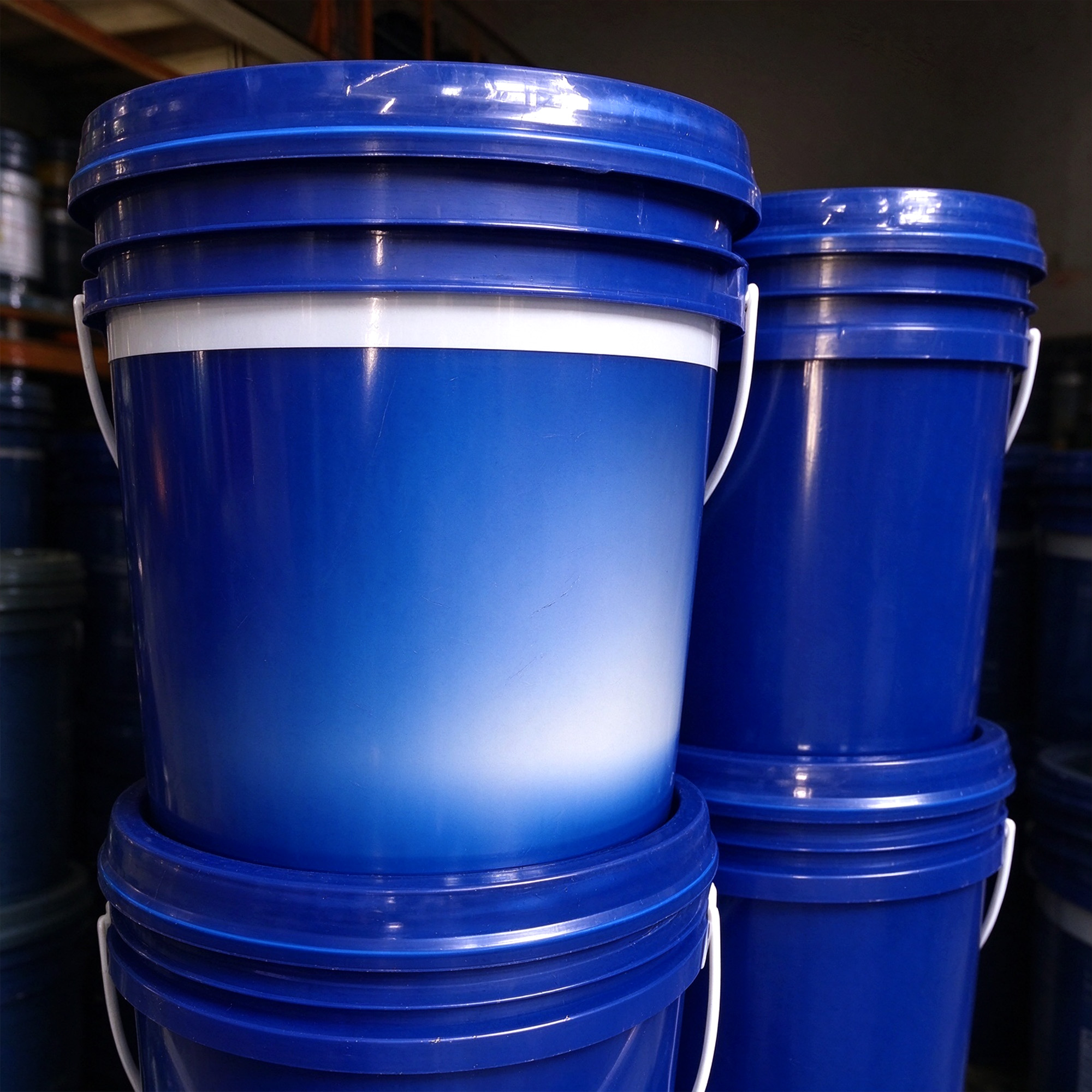 Blue pails from the supplied packaging photographs