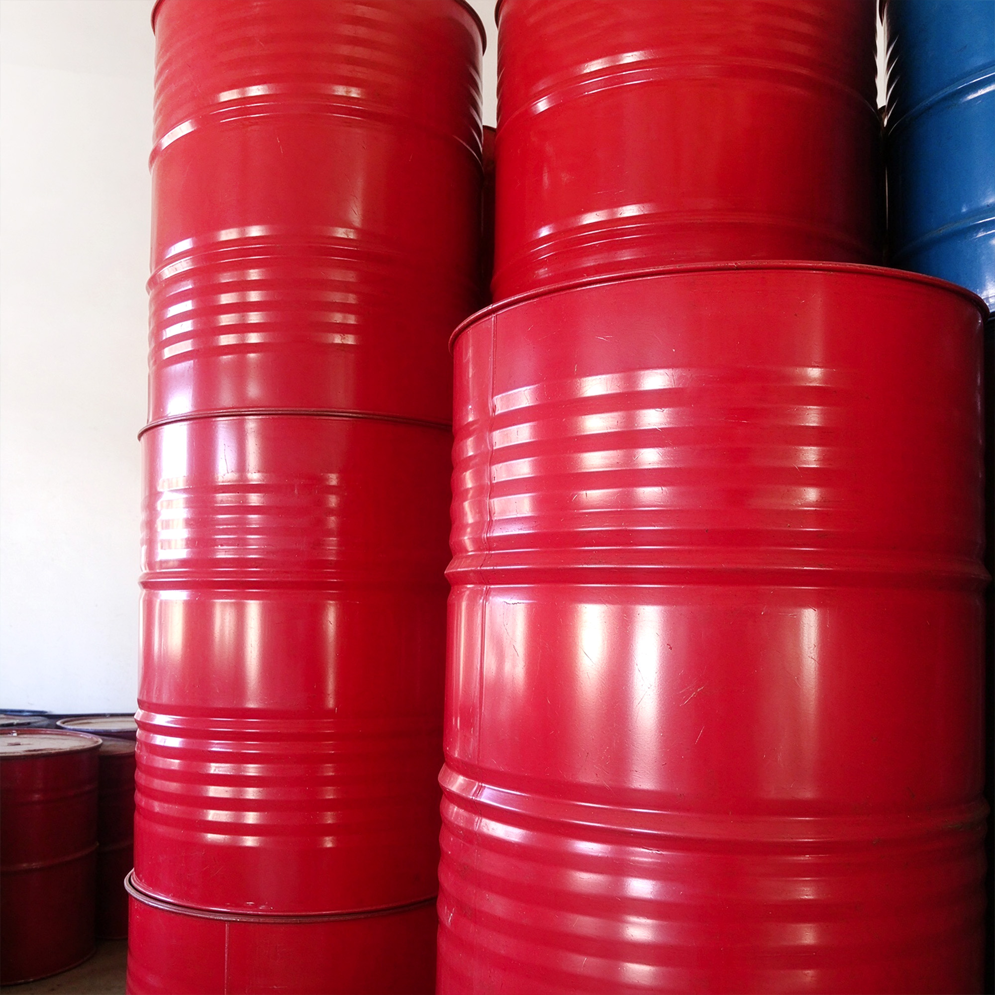 Red steel drums from the supplied packaging photographs